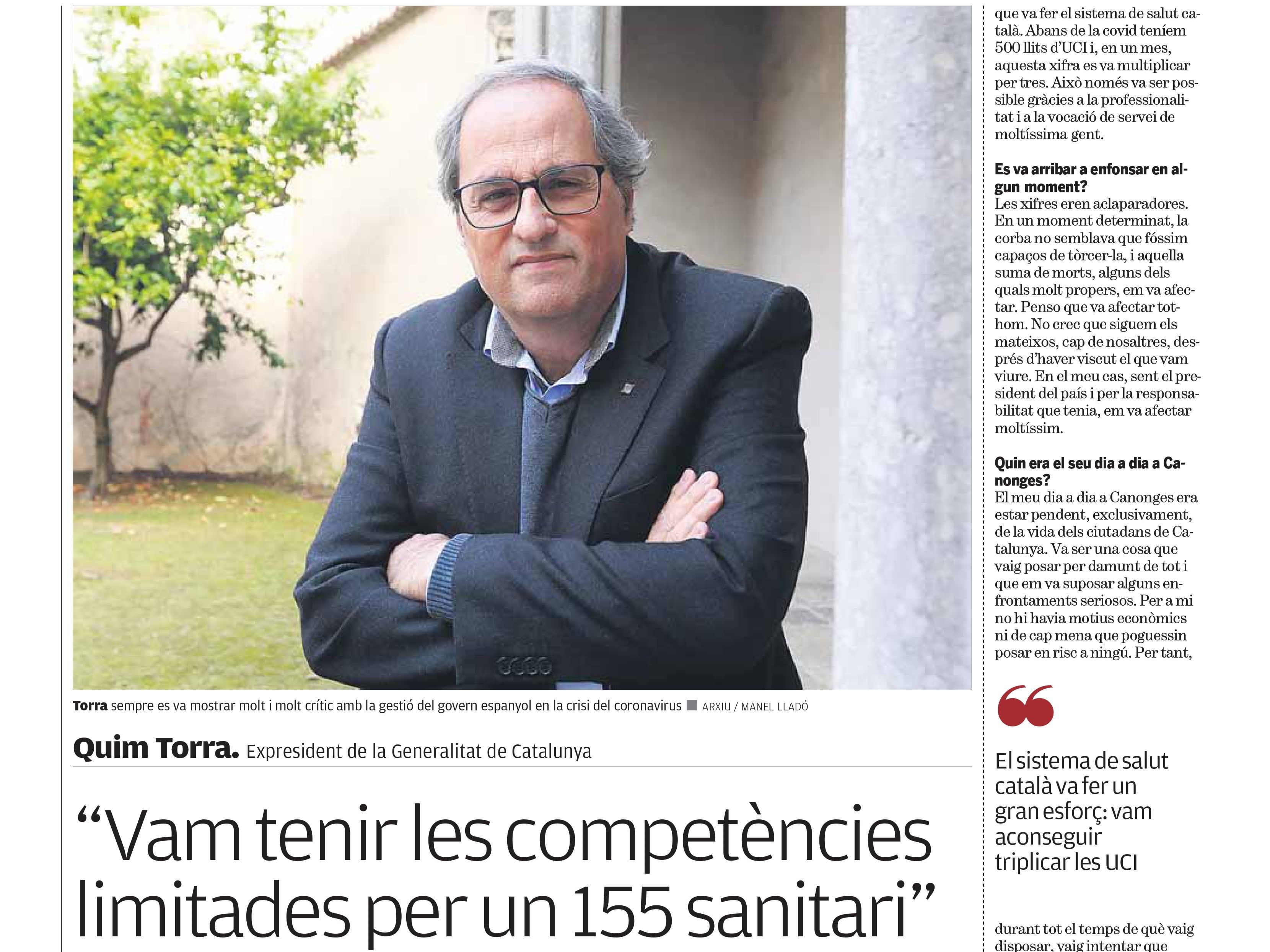 'Vam tenir les competències limitades per un 155 sanitari'