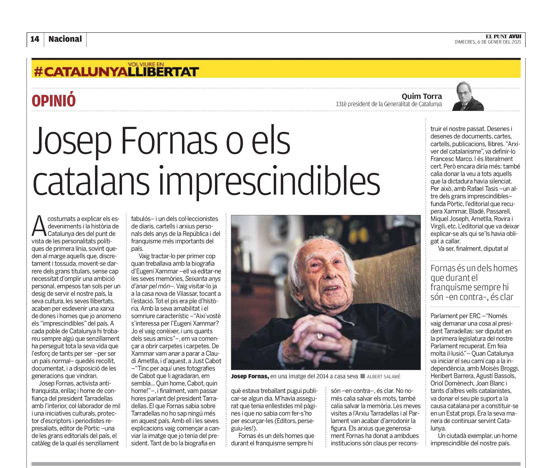 Josep Fornas o els catalans imprescindibles