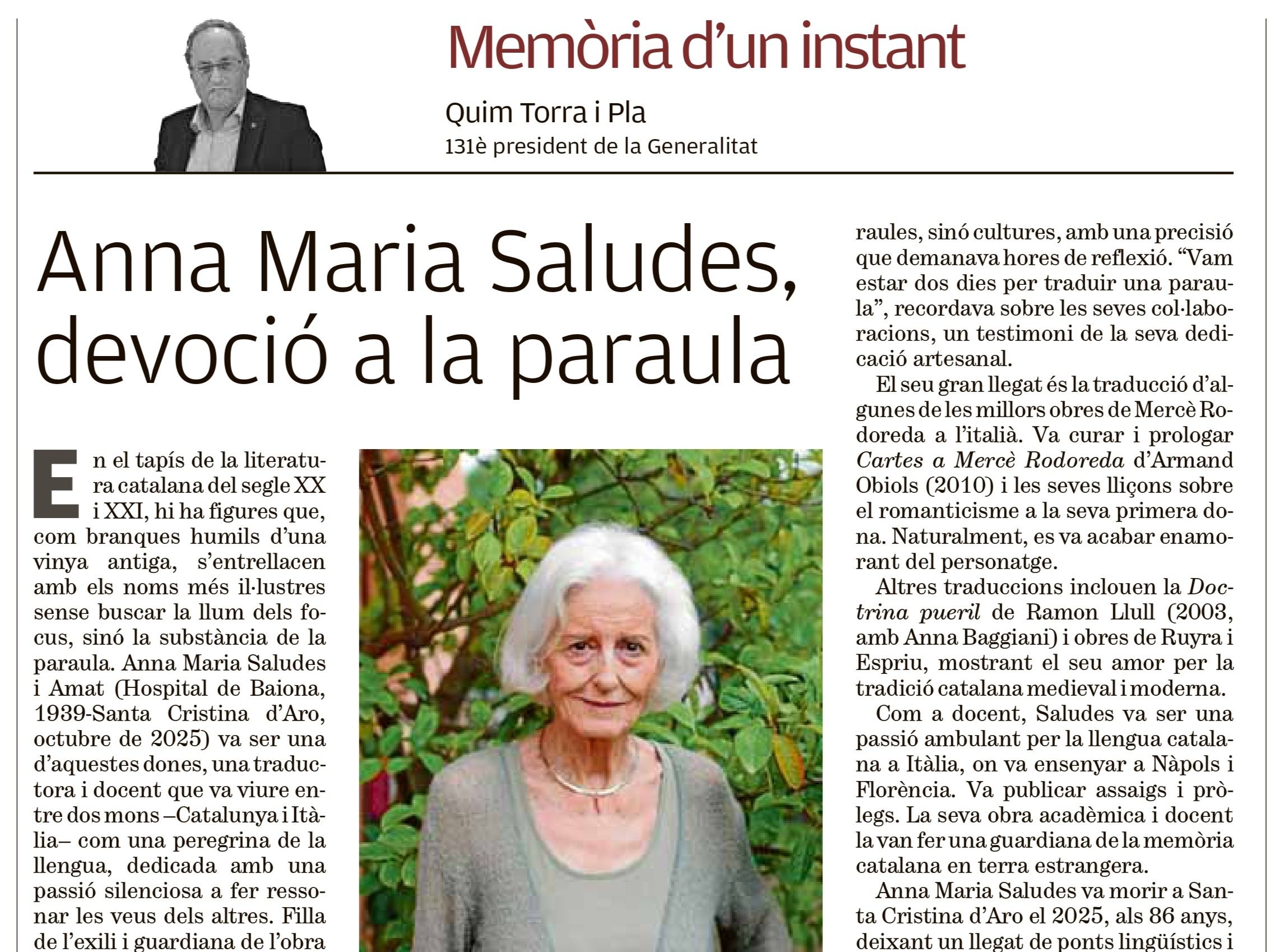 Anna Maria Saludes, devoció a la paraula